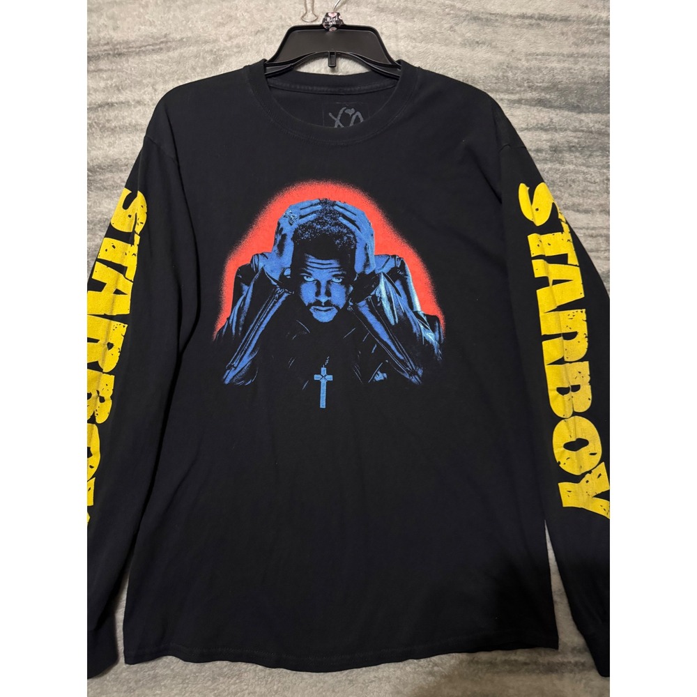 The Weeknd Starboy XO Long Sleeve Graphic T-Shirt Black Mens Medium Abel Tesfaye